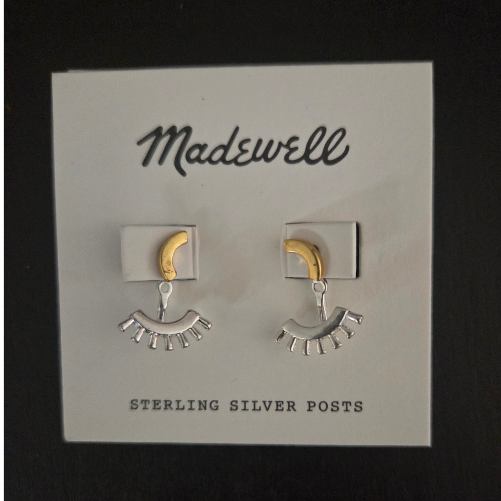 Madewell Mixed Metal Eye Ear Jackets Sterling Silver Posts Gold Silver Earrings